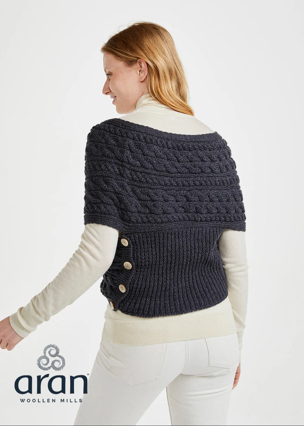 Aran Crossover Wrap | Charcoal