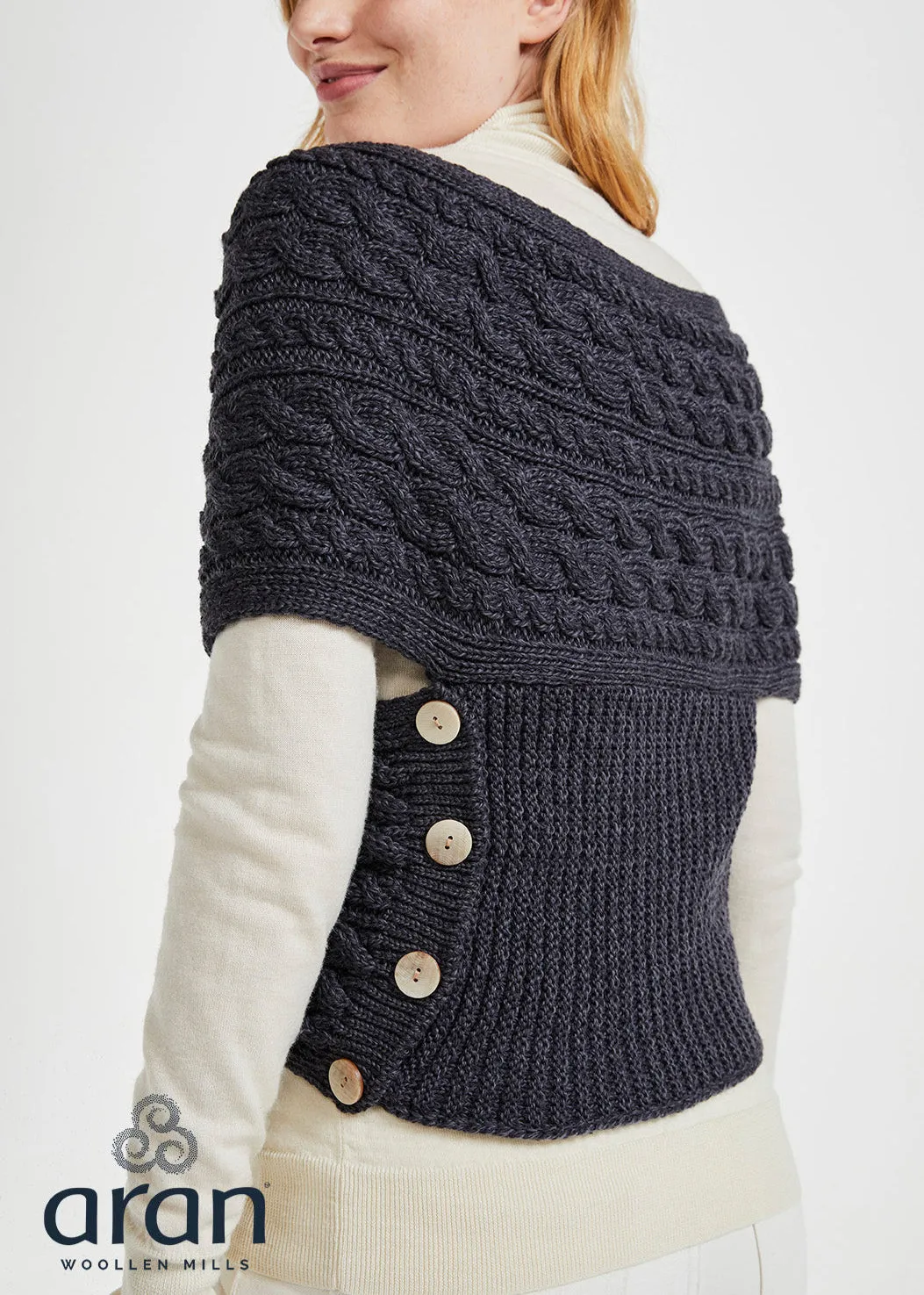 Aran Crossover Wrap | Charcoal