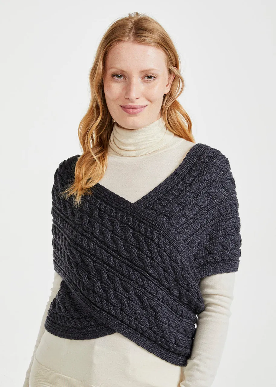 Aran Crossover Wrap | Charcoal