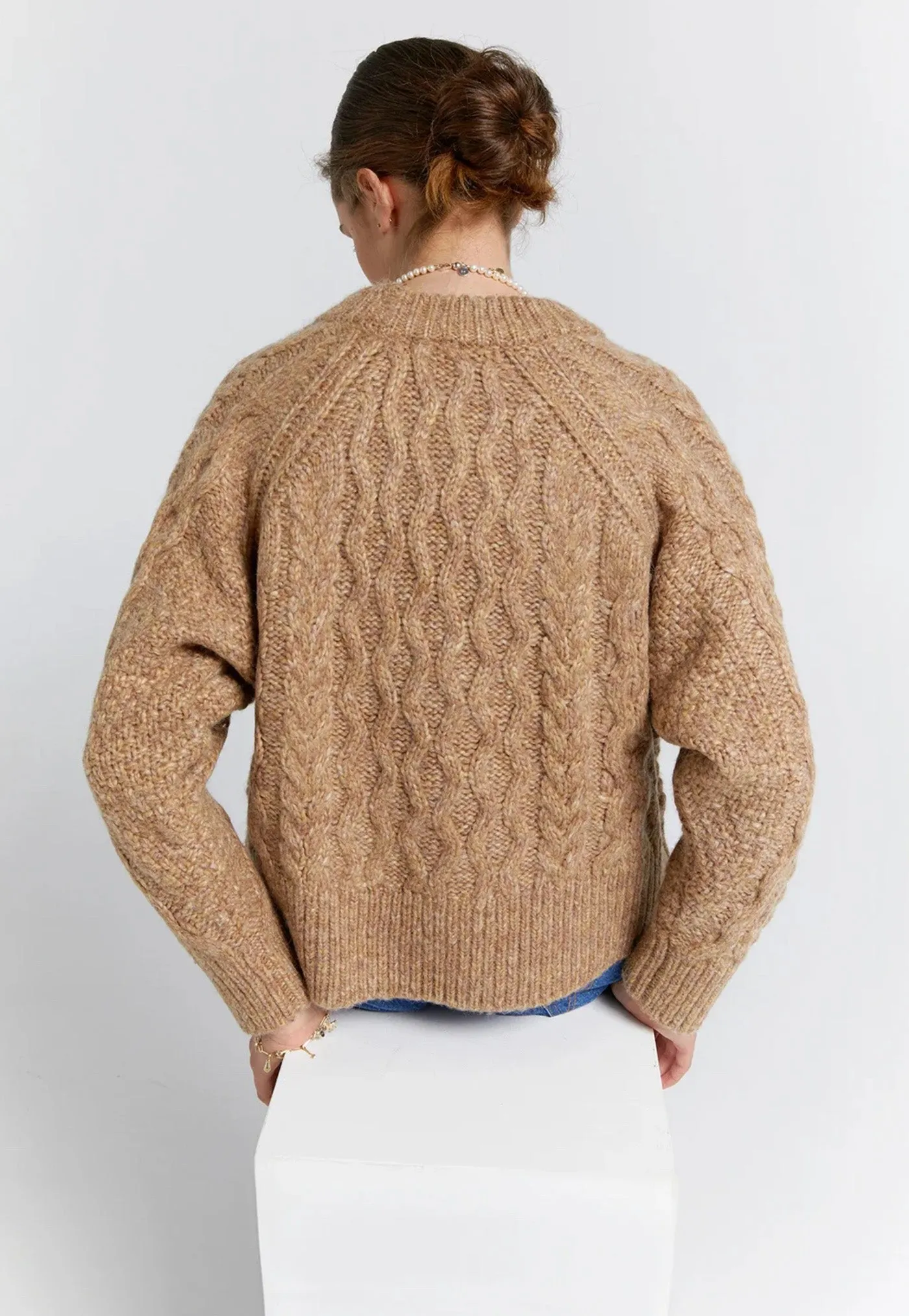 Cable Knit Cropped Sweater - Honey Marle