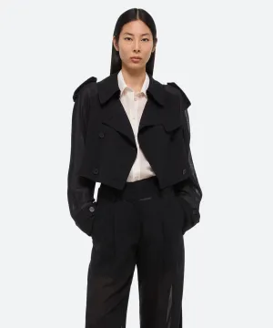 Cropped Trench Coat - Black