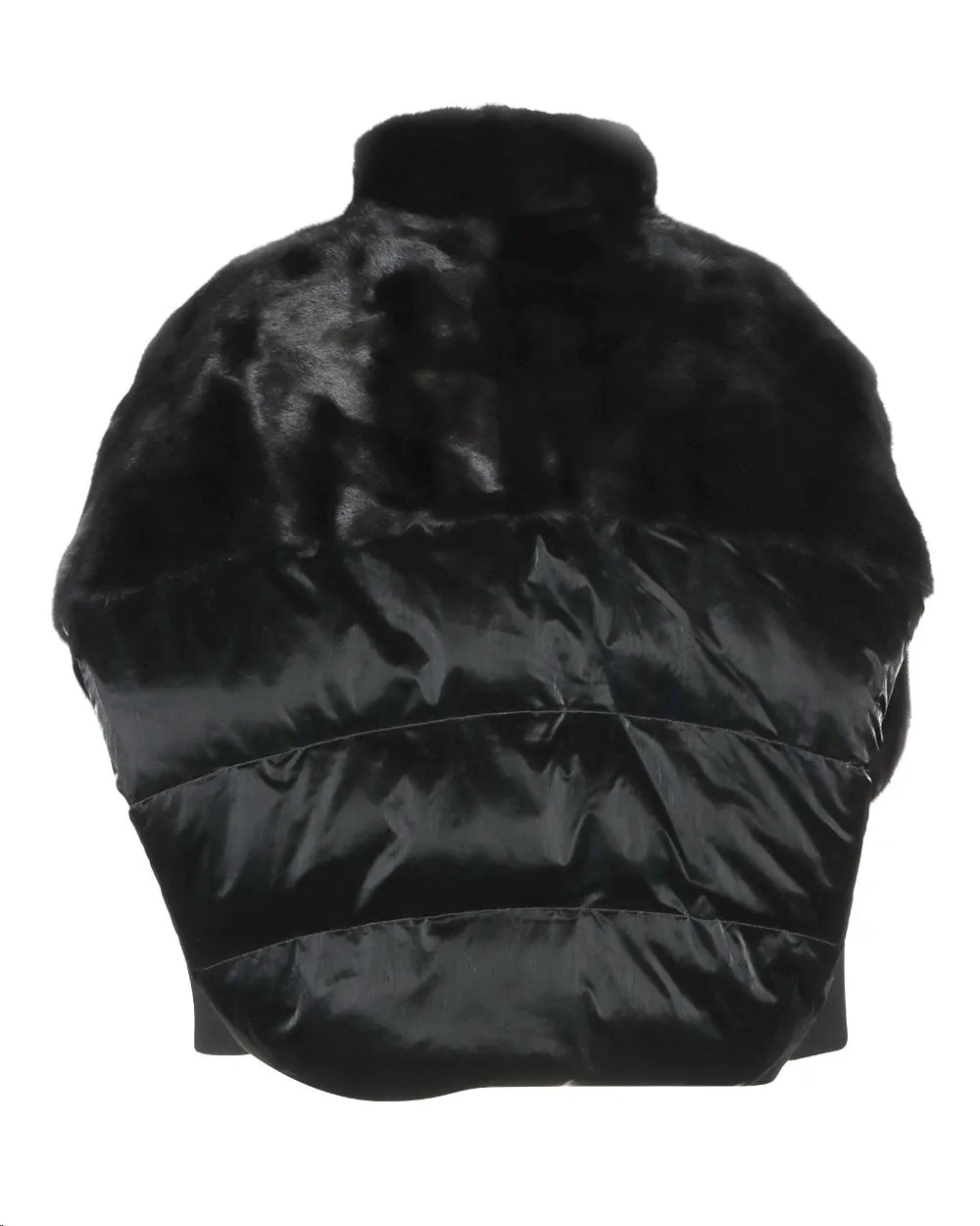Fitted Mink Puffer Jacket in Black