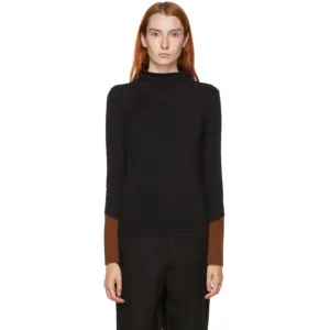 Kim Matin Black and Brown Colorblock Turtleneck