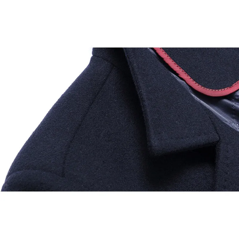 Men's Winter Thick Warm Woolen Trench Coat with Shawl Collar
