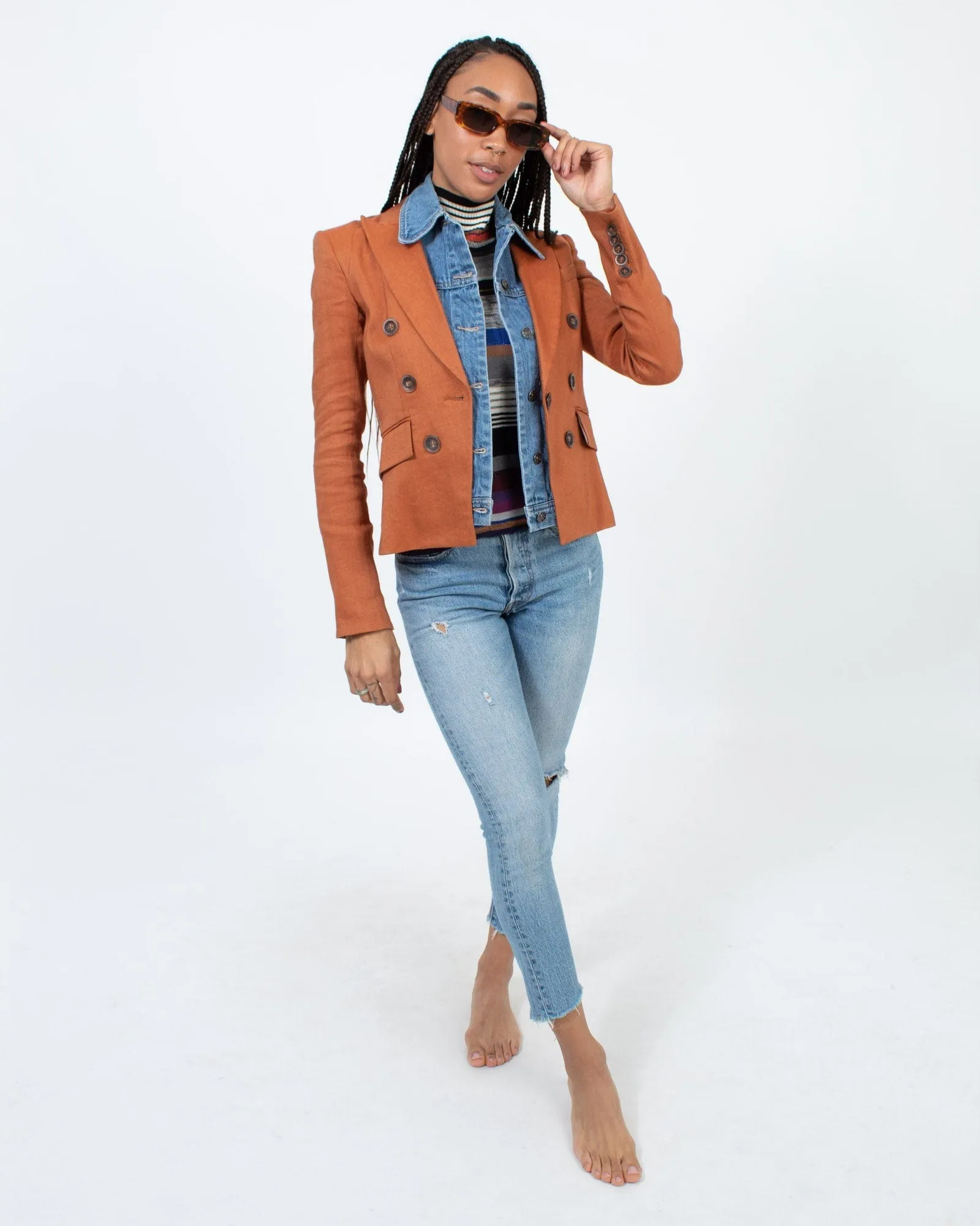 Metallic Striped Long Sleeve Turtleneck Top