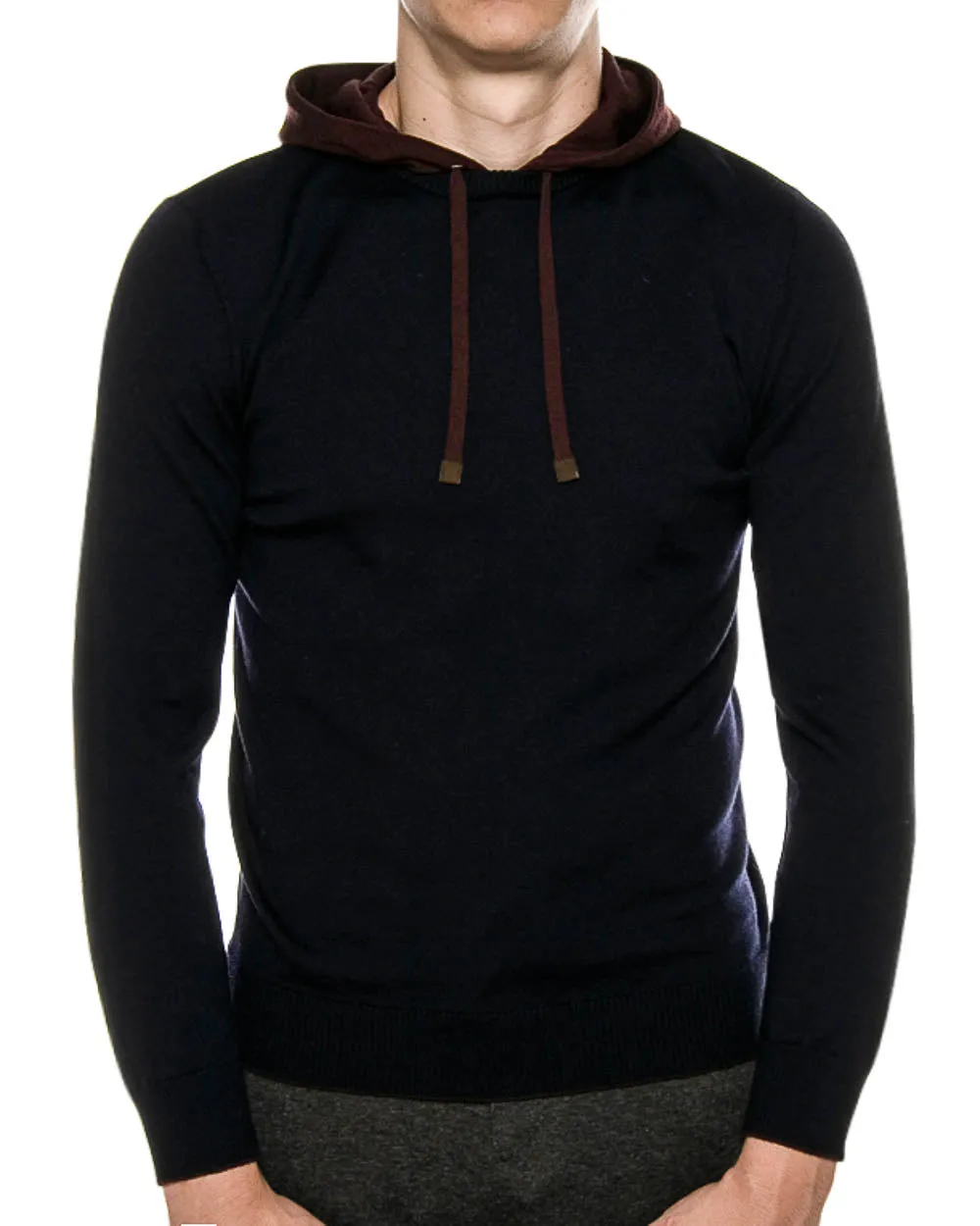 Navy Knit Pull Over Hoodie