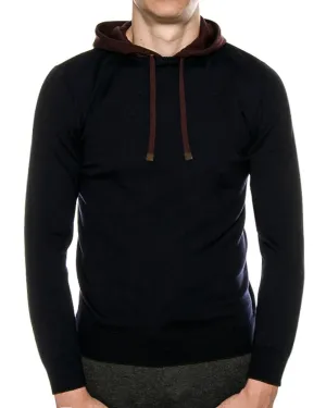 Navy Knit Pull Over Hoodie
