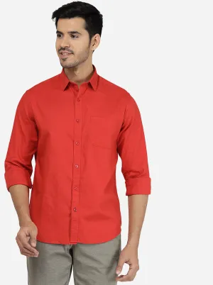 Paprika Red Solid Classic Fit Casual Shirt | Greenfibre